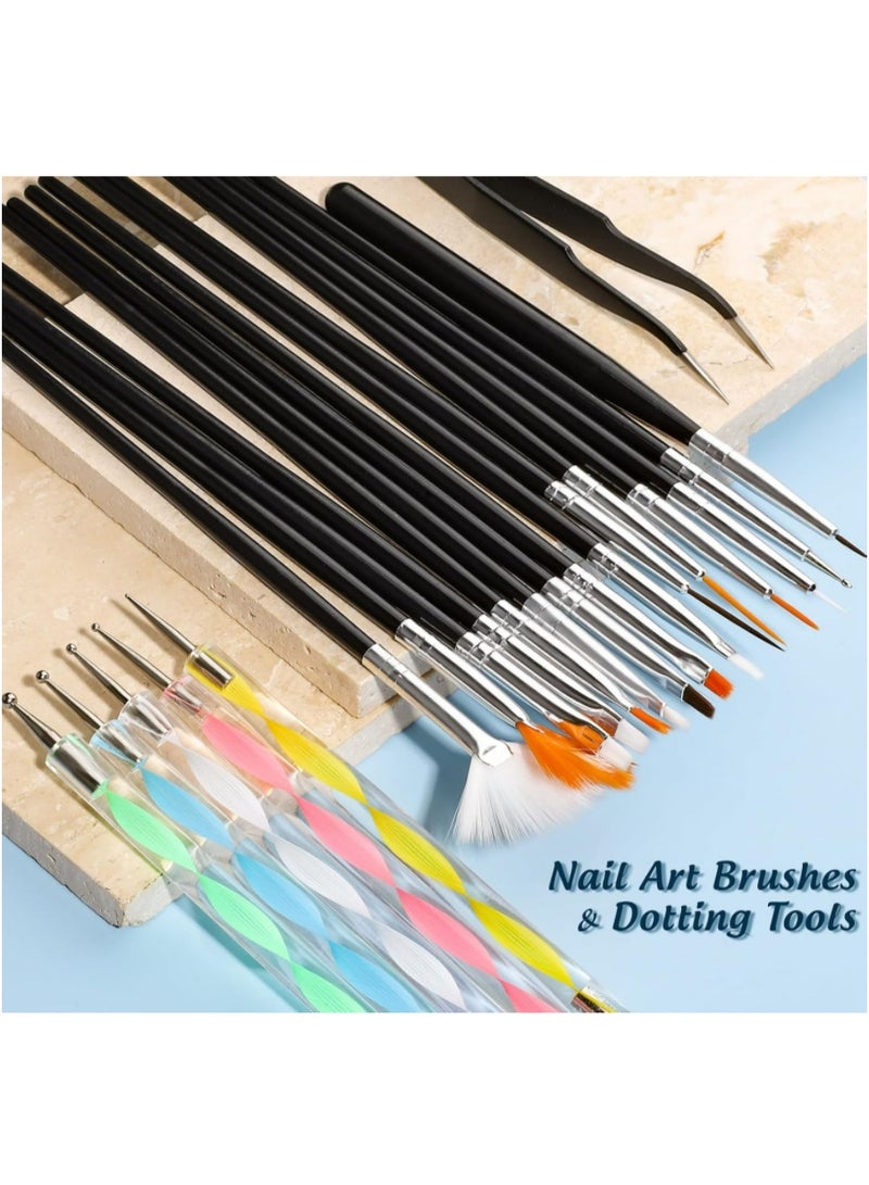 Arabest Nail Art Kit, Nail Art Brushes Set, Nail Art Dotting Tools, Nail Stickers, Butterfly Nail Art Sequins, Nail Foils, Nail Art Flakes Iridescent, Rhinestones For Nails Design - Image 5